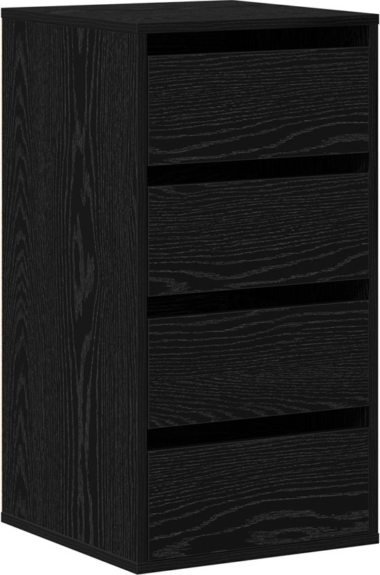vidaXL - Ladekast - met - lade - met - opslag - Zwart - 40 - x - 41 - x - 76 - cm - Bewerkt - hout