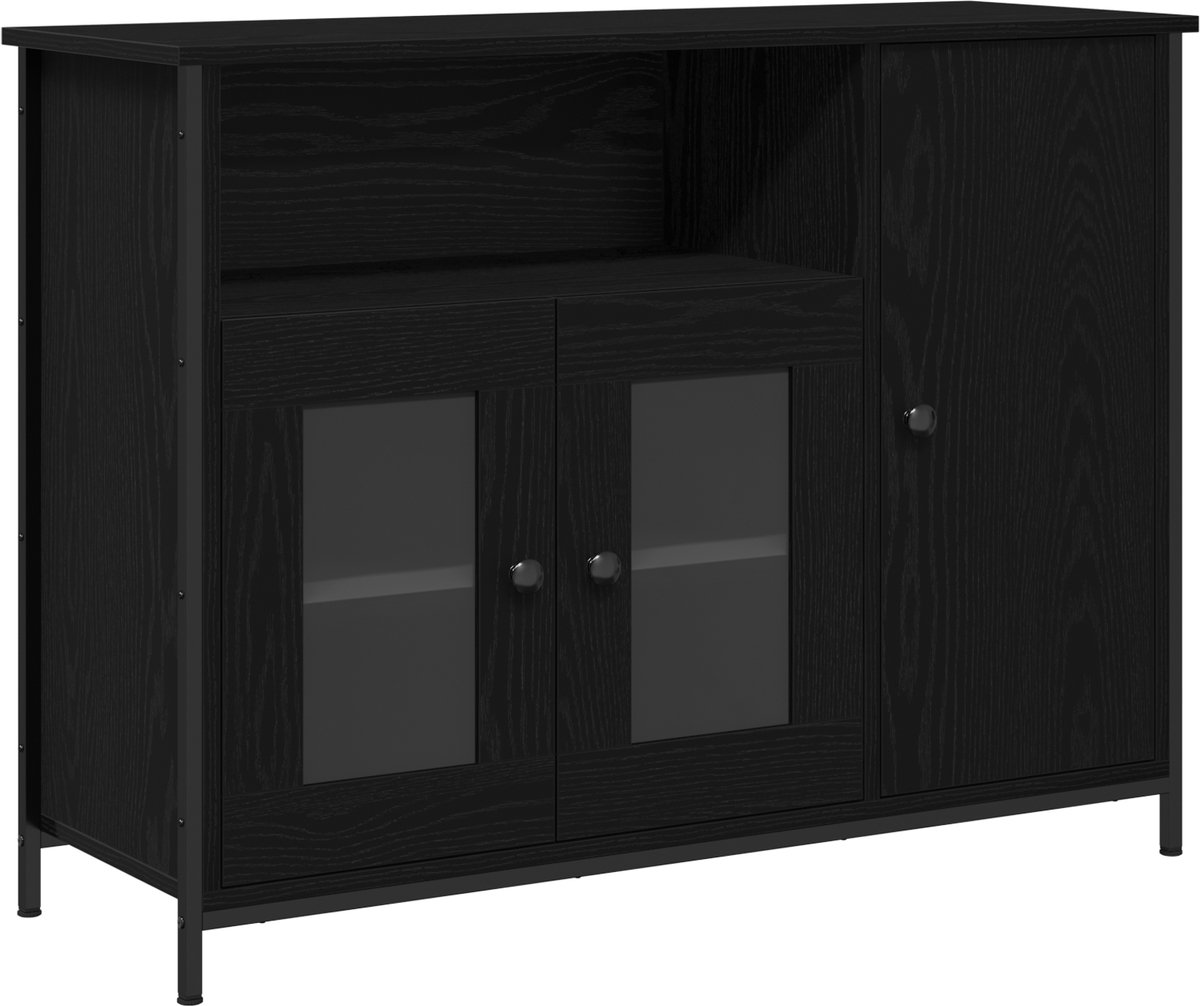 vidaXL - Dressoir - Zwart - Eiken - 100 - x - 35 - x - 75 - cm