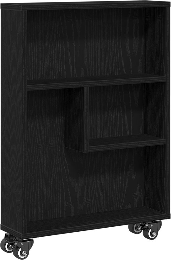 vidaXL Nachtkastje Zwart eiken 44 x 45 x 60 cm Gelaagd hout en metaal