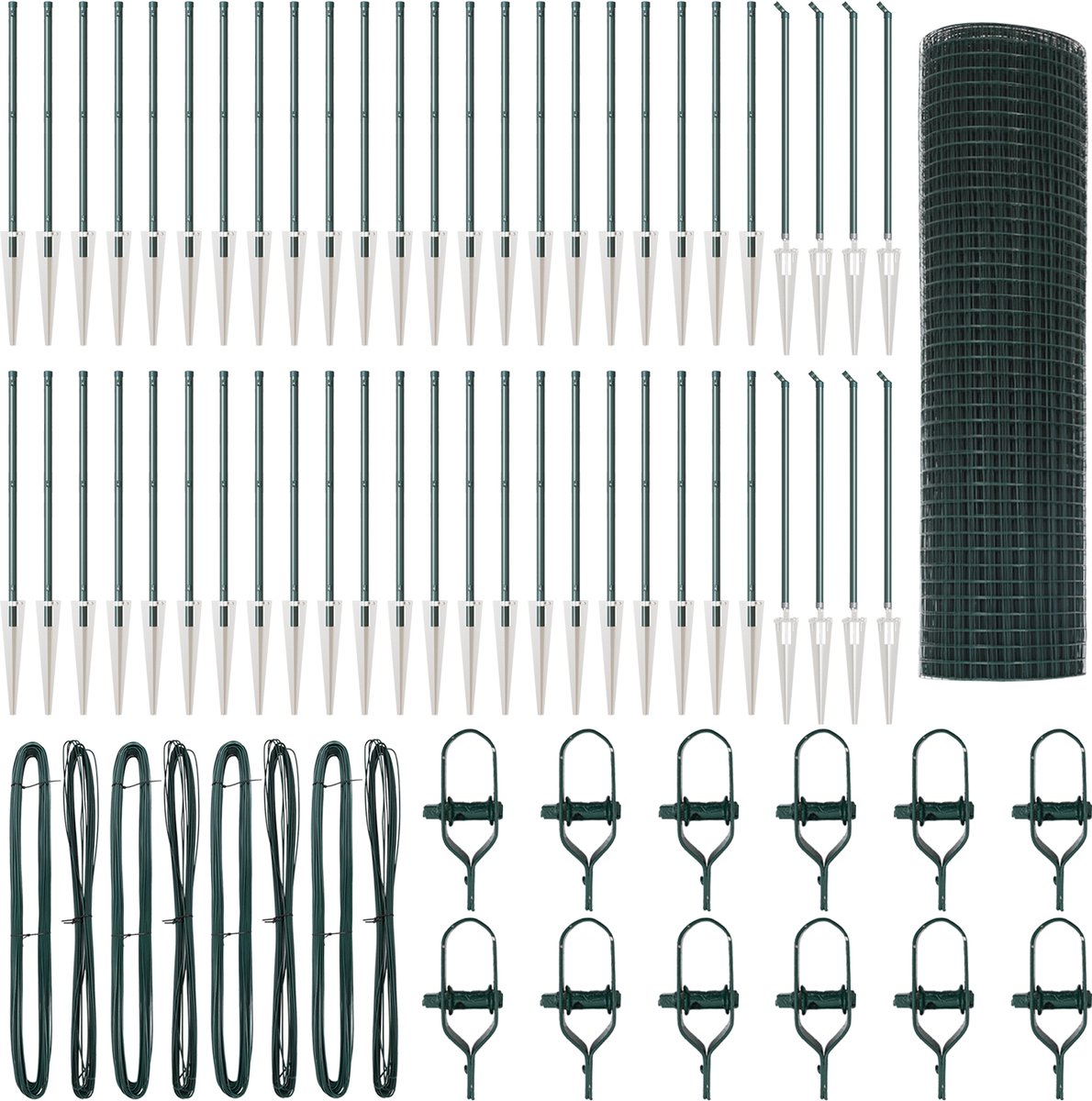vidaXL - Gelast - Draadhek - met - Spikes - 100 - x - 0,8 - m - PVC-gecoate - Staal - Groe