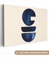 Canvas schilderij 150x100 cm - Exclusieve wanddecoratie Vormen - Blauw - Abstract - Muurdecoratie woonkamer - Slaapkamer decoratie - Kamer accessoires - Schilderijen op canvas