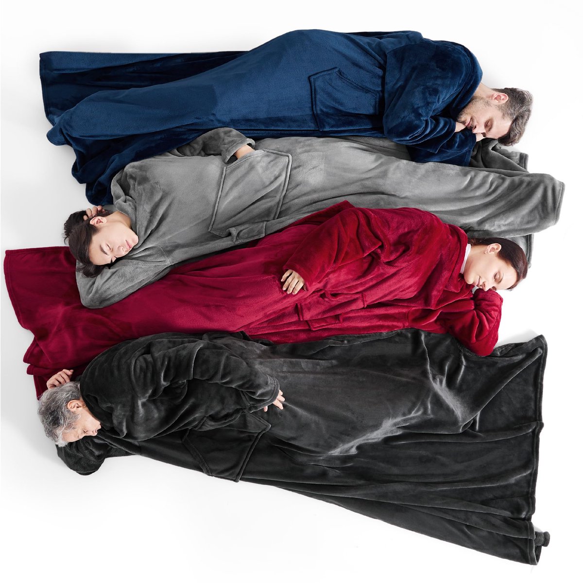 Ibenzoa Volledige Fleece Deken met Mouwen - Comfortabel en Veelzijdig voor Volwassenen Donkerblauw