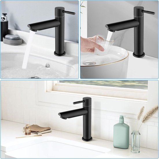 Koudwaterkraan, Roestvrij Staal, Koudwaterkraan Met 80 Cm Aansluitslang Waterkraan Koud Water Badkamer Wastafelarmatuur Gasten Toilet Eengreepsmengkraan Voor Gastentoilet 1943316027