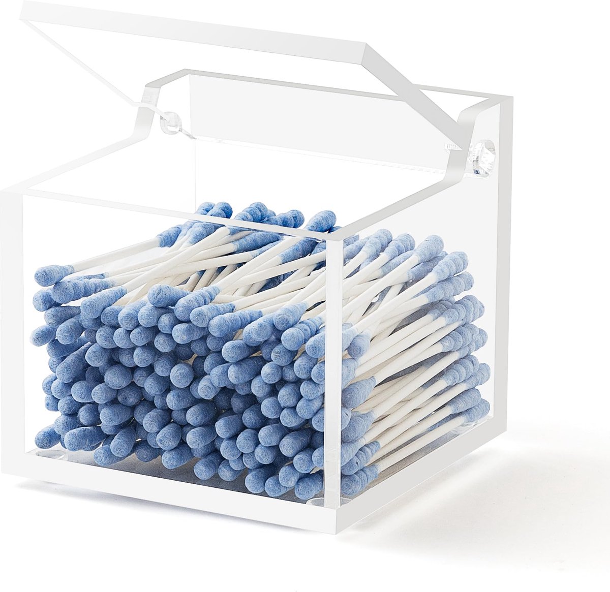 Ibenzoa® Geavanceerde Acryl Organizer met Deksel, Wattestokhouders en Accessoireshouder voor Schminktafel of Werkbank