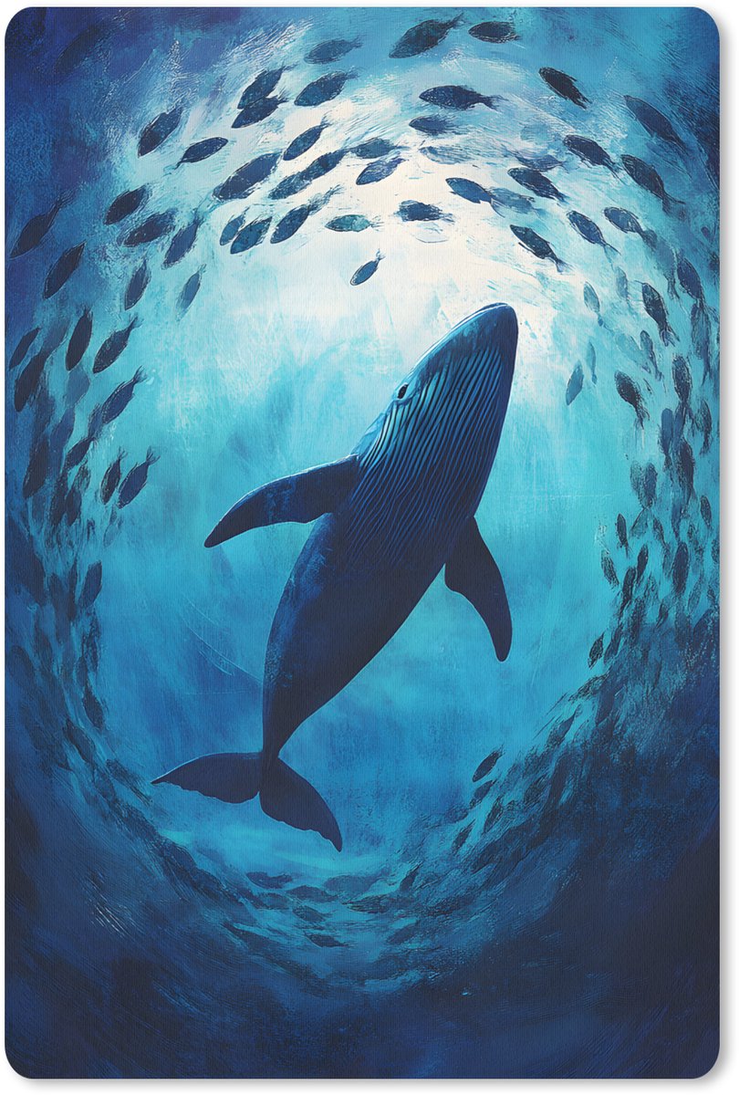 Muismat 18x27 cm - Mousepad Walvis - Vissen - Donkerblauw - Muismatten