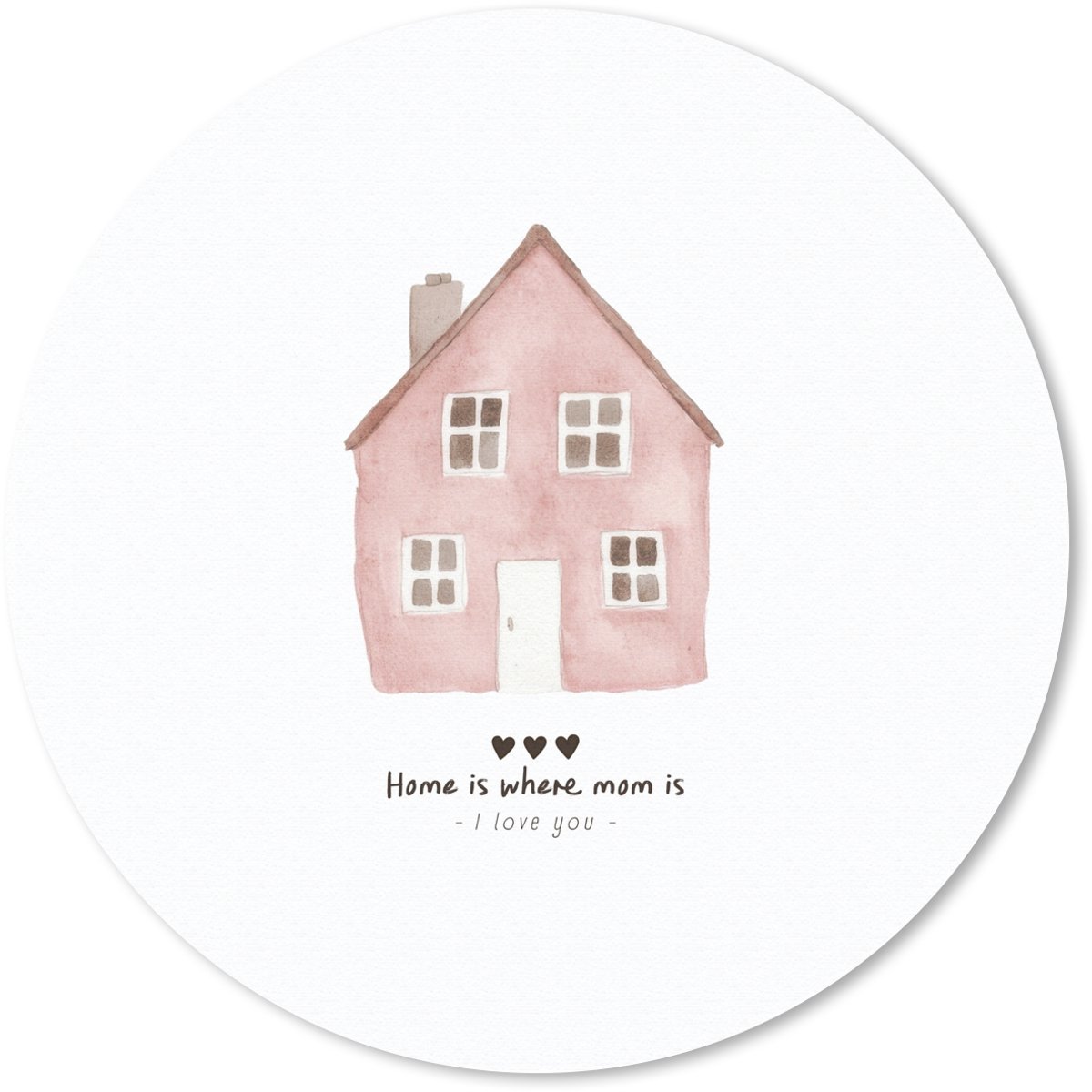 Muismat rond 40x40 cm - Mousepad Huisje - Roze - Quote - Moeder - Ronde muismatten