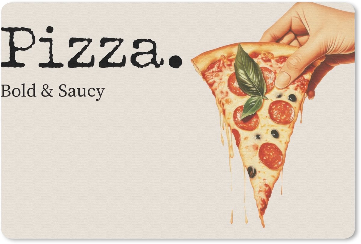 Muismat 27x18 cm - Mousepad Pizza - Kaas - Pepperoni - Muismatten
