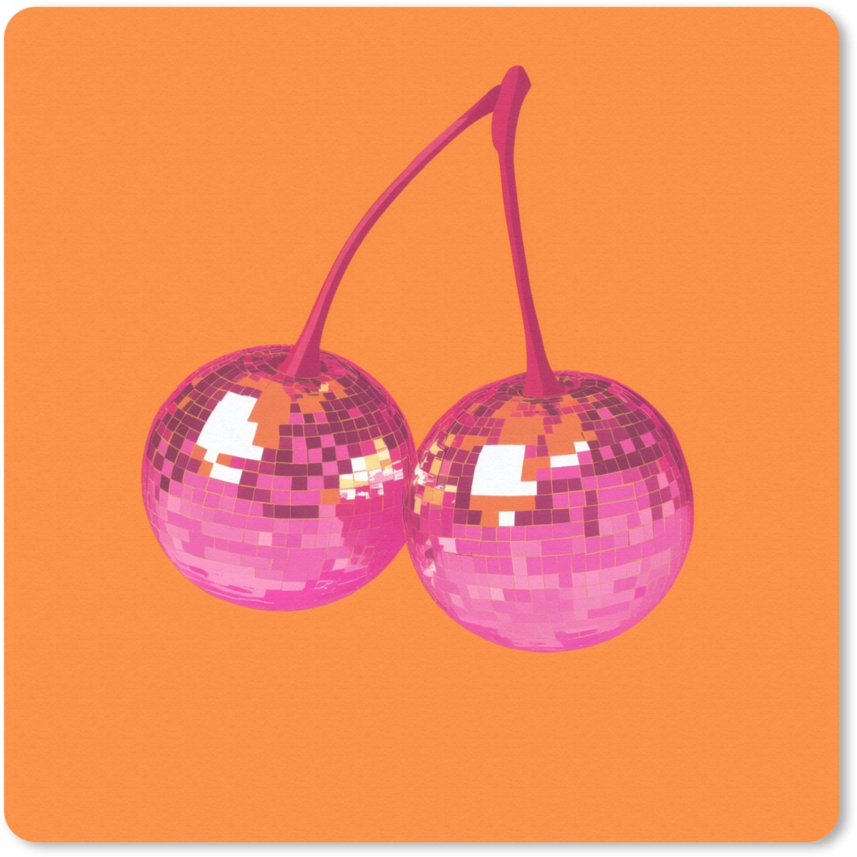 Muismat 30x30 cm - Mousepad Discoballen - Kers - Spiegels - Roze - Muismatten