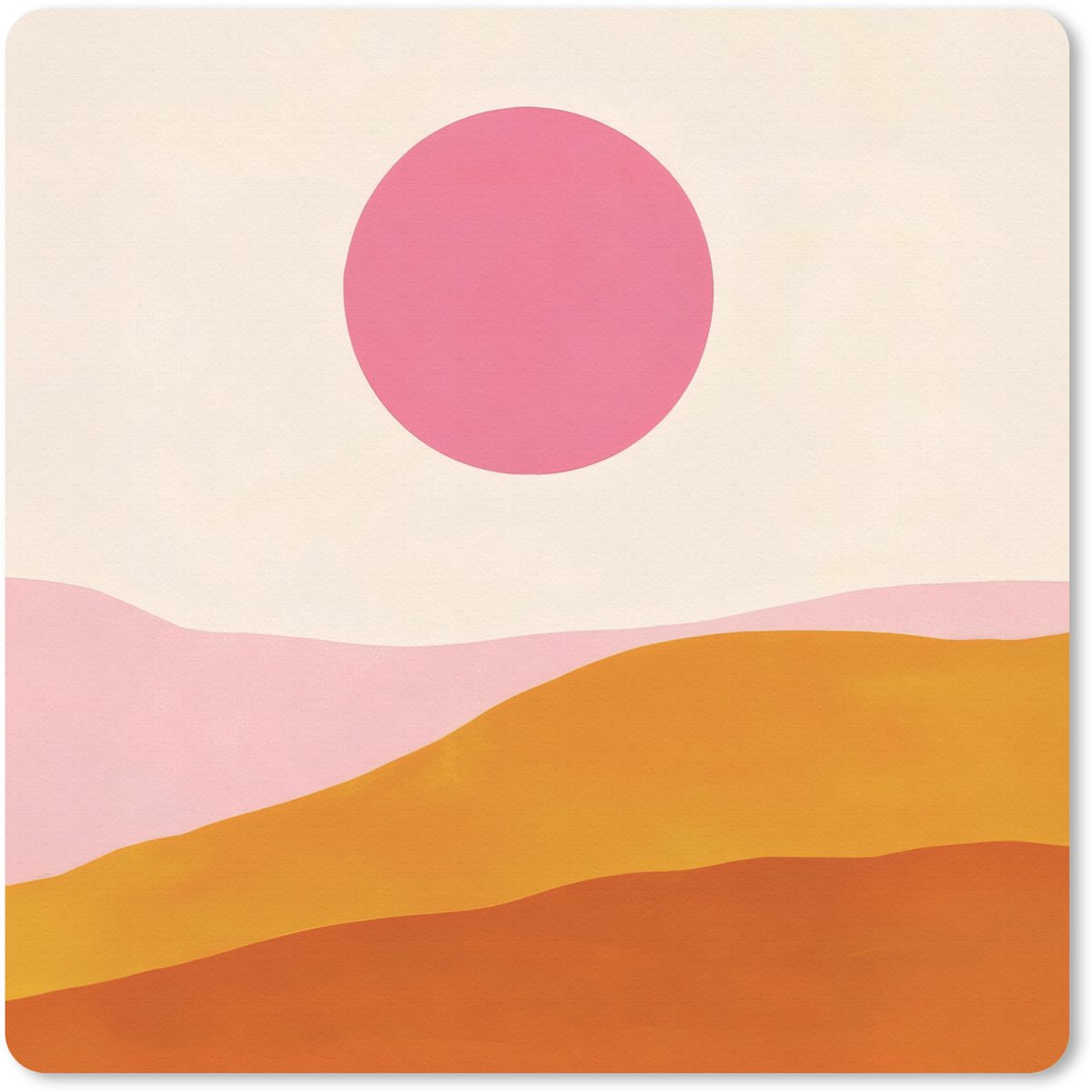 Muismat 30x30 cm - Mousepad Zon - Heuvels - Abstract - Roze - Muismatten
