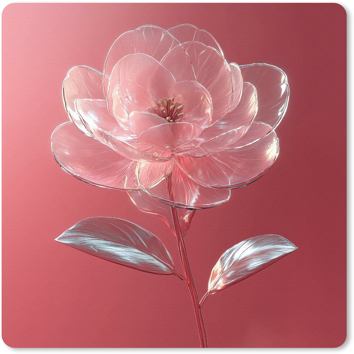 Muismat 30x30 cm - Mousepad Sierlijk - Bloem - Roze - Glazen - Muismatten