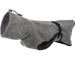 Trixie Badjas Hond - Badstof Grijs 30 cm - Onderkoeling Bescherming, Verstelbare Kraag en Buikriem