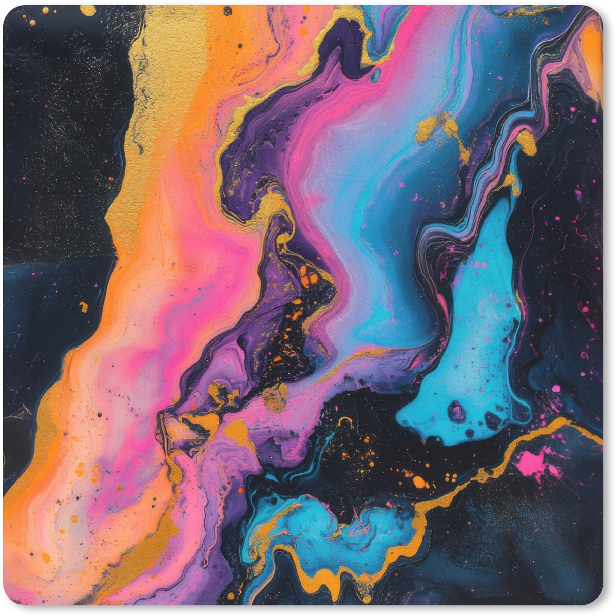 Muismat XXL 40x40 cm - Bureau onderlegger - Bureau mat Modern - Marmer print - Oranje - Bureaumat - Gaming mousepad xl - Bureaulegger groot - Computer deskmat