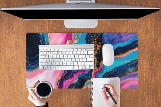 Muismat XXL 80x40 cm - Bureau onderlegger - Bureau mat Marmer - Modern - Goud - Bureaumat - Gaming mousepad xl - Bureaulegger groot - Computer deskmat