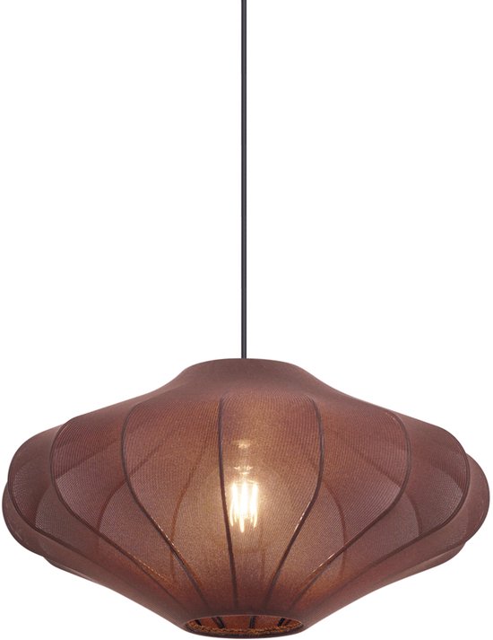 QAZQA plu - Design Hanglamp - 1 lichts - Ø 50 cm - Bruin - Woonkamer | Slaapkamer | Keuken