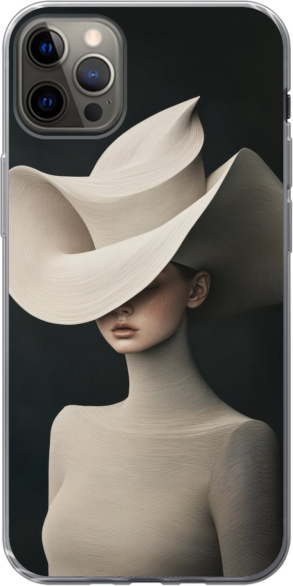 Telefoonhoesje Geschikt voor iPhone 12 Pro Max hoesje - Vrouw - Golvende - Hoed - Siliconen Telefoonhoesje Telefoonhoesje