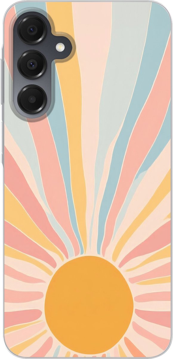 Telefoonhoesje Geschikt voor Samsung Galaxy A16 hoesje - Illustratie - Zon - Pastelkleuren - Siliconen Telefoonhoesje Telefoonhoesje