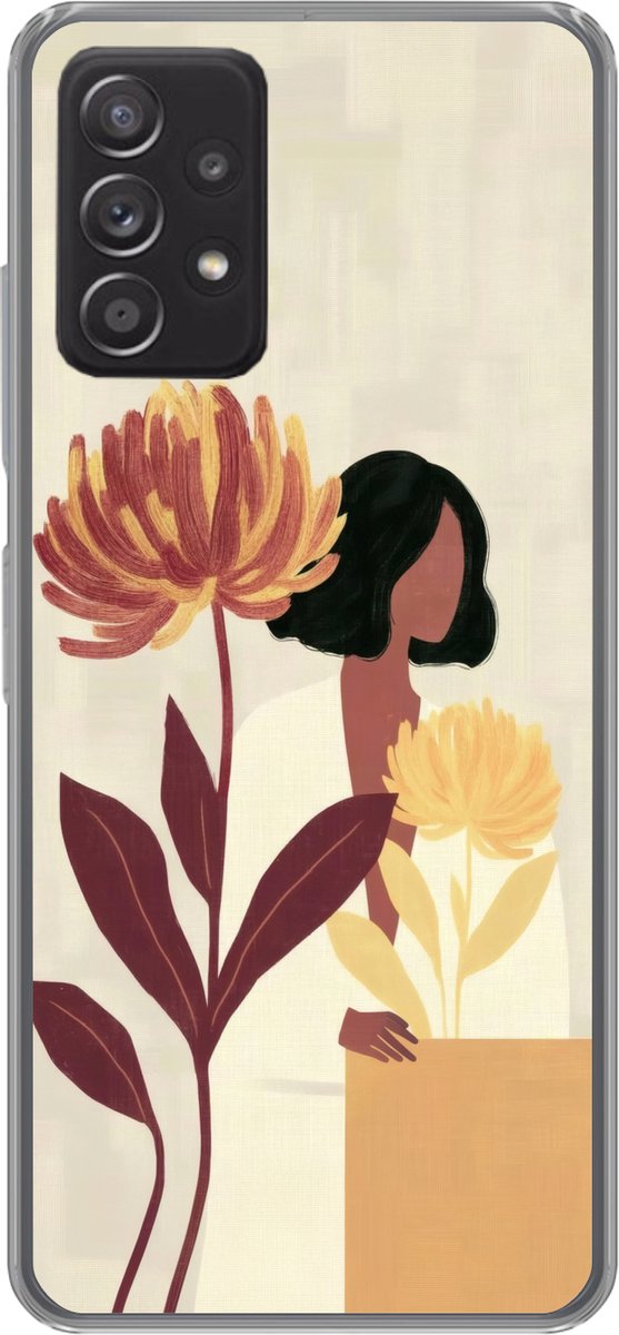 Telefoonhoesje Geschikt voor Samsung Galaxy A53 5G hoesje - Vrouw - Minimalistisch - Bloem - Siliconen Telefoonhoesje Telefoonhoesje