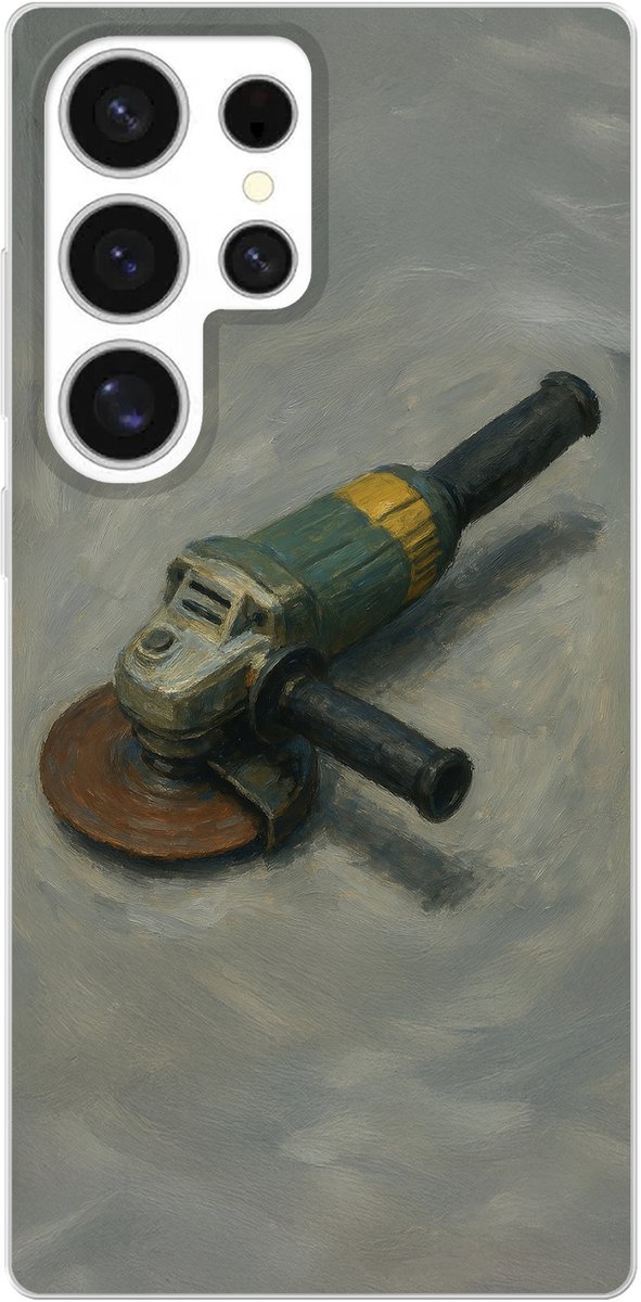Telefoonhoesje Geschikt voor Samsung Galaxy S25 Ultra hoesje - Haakse slijper - Schilderij - Gereedschap - Siliconen Telefoonhoesje Telefoonhoesje