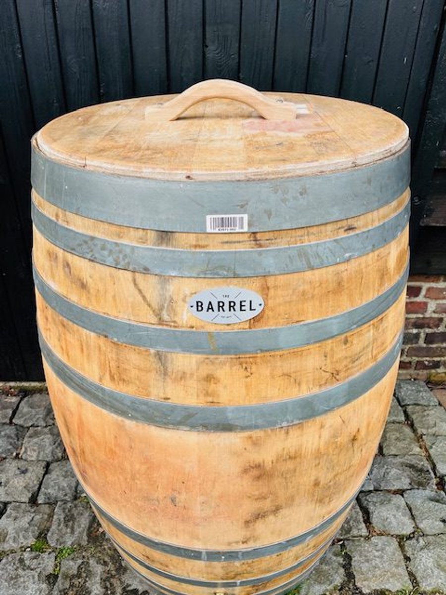 Wijnvat - Regenton - 300 Liter (gebruikt) Eikenhout - Deksel Los Met Handvat