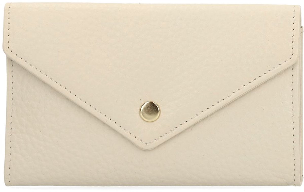 Manfield - Dames - Off white leren portemonne - Maat 1