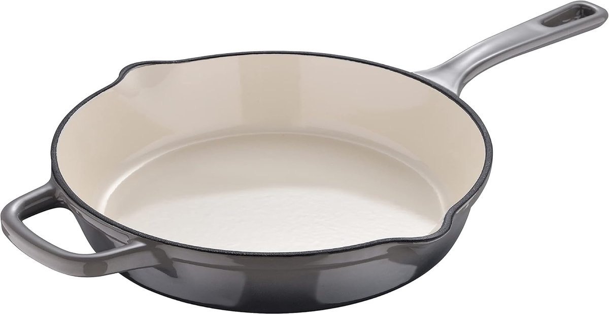 Unique gietijzeren pan - veelzijdig - 1 stuk - wit - gerecycled materiaal - 24,5 cm