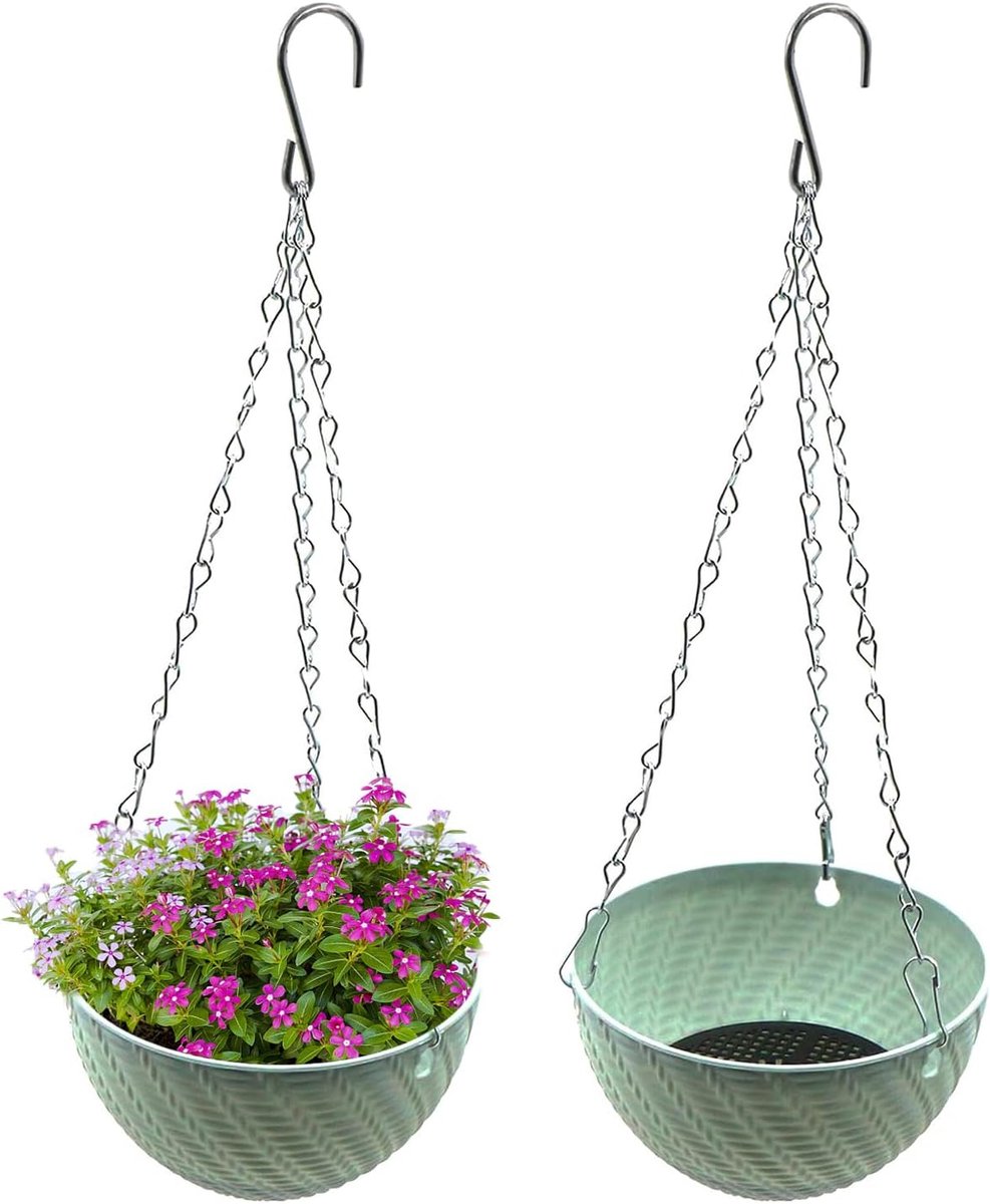 Hangende Bloempotten - Balkon Decoratie - 2 Stuks - Blauw - Diameter 15 cm