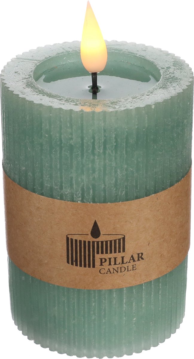 LED Pillar kaars Ø7 h. 10 cm eucalyptus groen (1 st)
