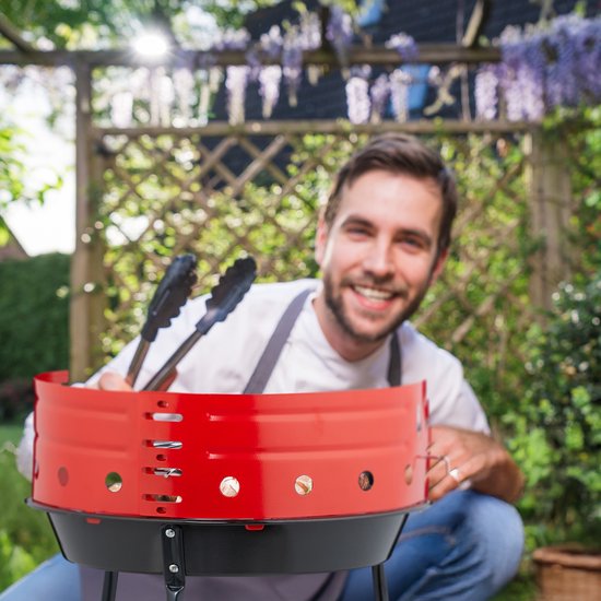 houtskoolbarbecue driepoot - Ø 30 cm - verstelbaar rooster - windvanger van Woodfeeling — afbeelding 5