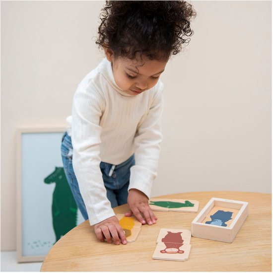 Trixie Puzzle combiné en bois avec animaux - Premier jouet bébé - À partir de 1 an - Éducatif - Pour garçons et filles