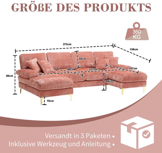 KIVIK u-vormige bank, 6-zits, Kelinge grijsturkoois