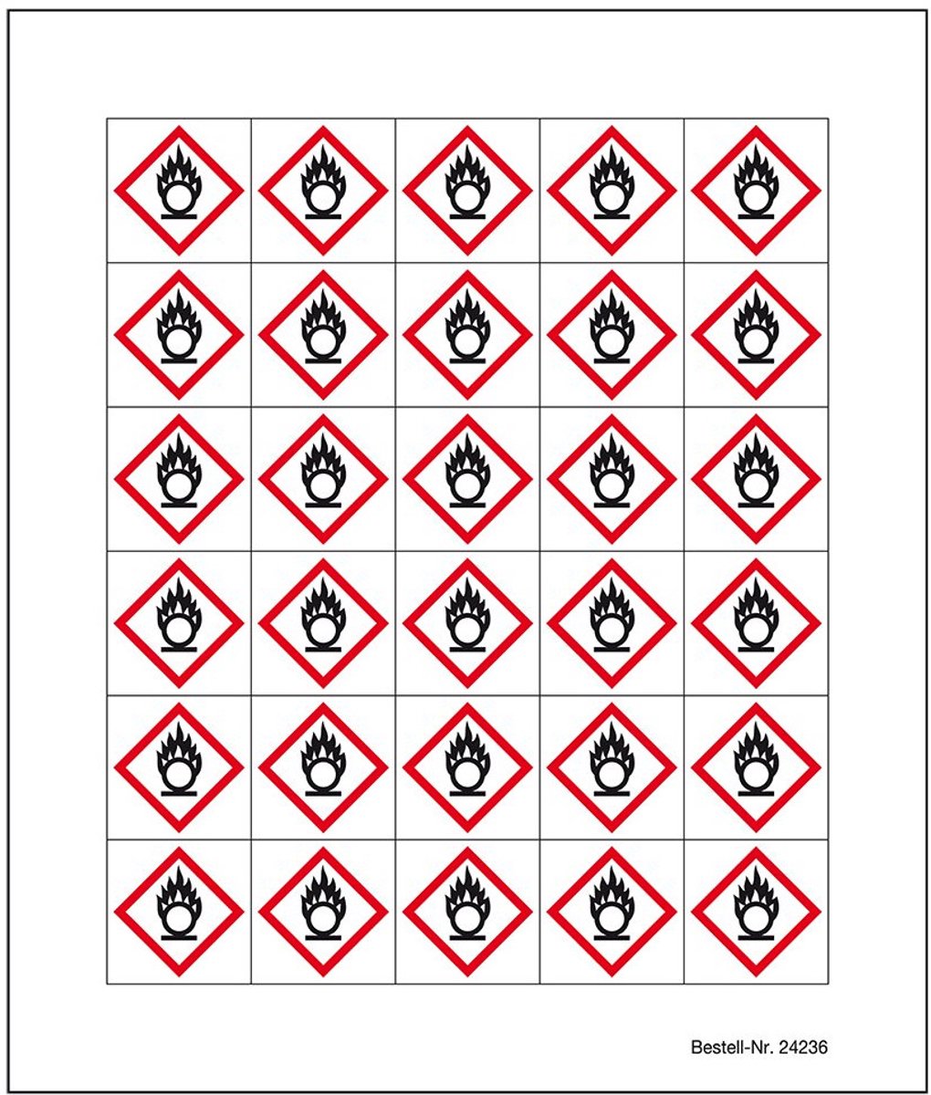 Minisymbool GHS03 oxiderende stoffen sticker