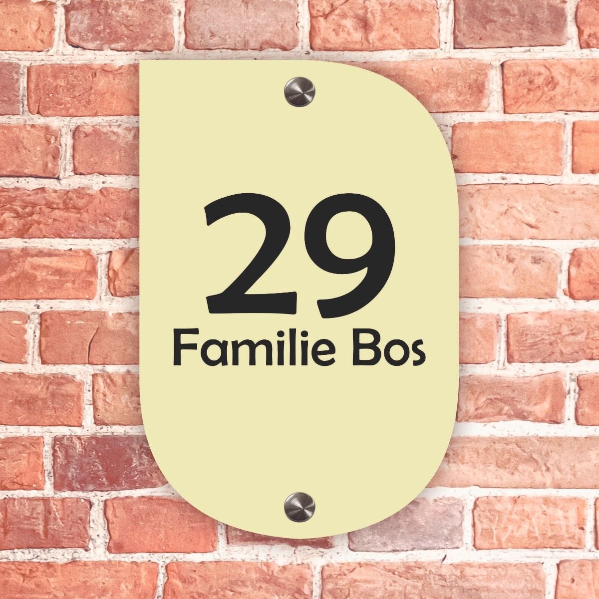 Naambordje voordeur scandi modern geel - 13x20cm - Incl. RVS bevestigingsmateriaal