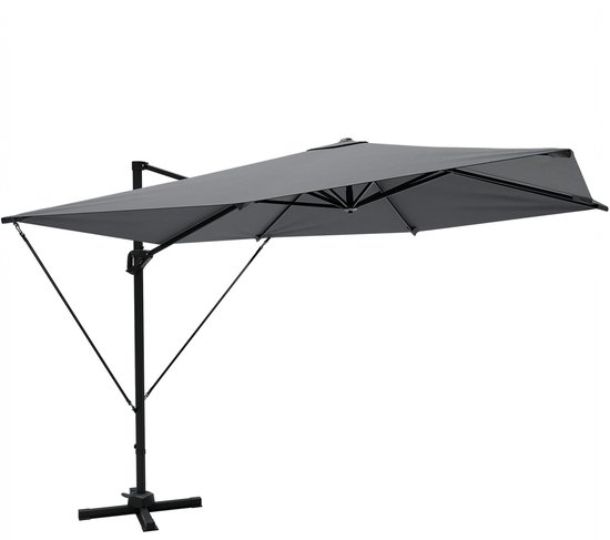 LifeGoods Parasol - 300x300 cm - Kantelbaar - 7 Standen - Waterdicht - met Hoes - Antraciet