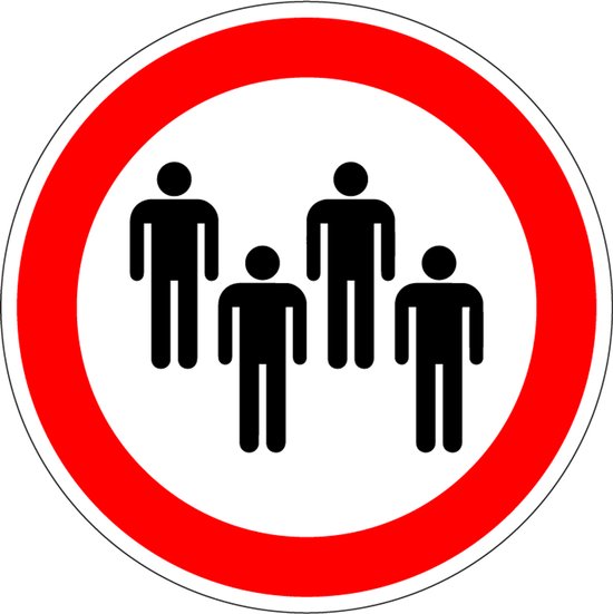 Verboden voor groepen bord - kunststof 150 mm