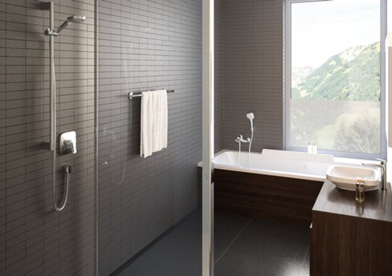 Hansgrohe Croma Select E PorterS badset met Croma Select E 1jet handdouche met wandhouder met Isiflex`B doucheslang 160cm wit/chroom