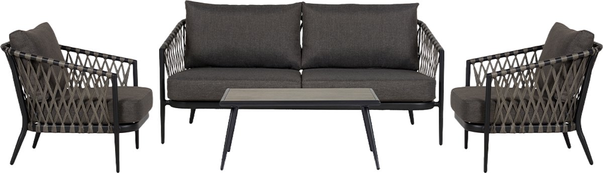 Lisomme Christel 4 delige tuin loungeset donkergrijs