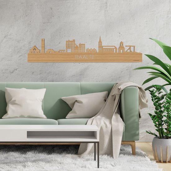 Skyline Raalte Bois de Bamboe - 120 cm - Décoration d'intérieur - Décoration murale - Autres villes disponibles - Idée déco - Art urbain - Art urbain - Cadeau pour lui - Cadeau pour elle - Anniversaire - Mariage - WoodWideCities