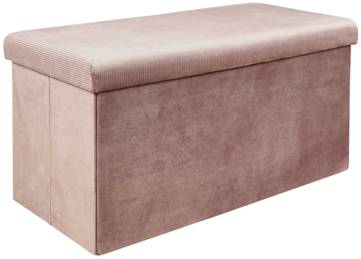 HOME DECO FACTORY Home Deco - Poef/hocker Velvet - opvouwbaar - oud roze - polyester/MDF - 76 x 38 cm Oudroze