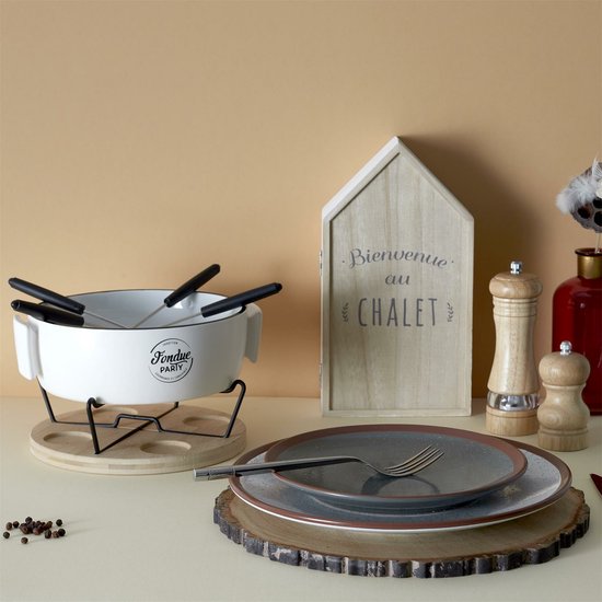 Cook Concept Chocolade of kaas fondue - met 4 vorken - wit - porselein - voor 4 personen - 23 x 7 cm schaal van cook-concept — afbeelding 3
