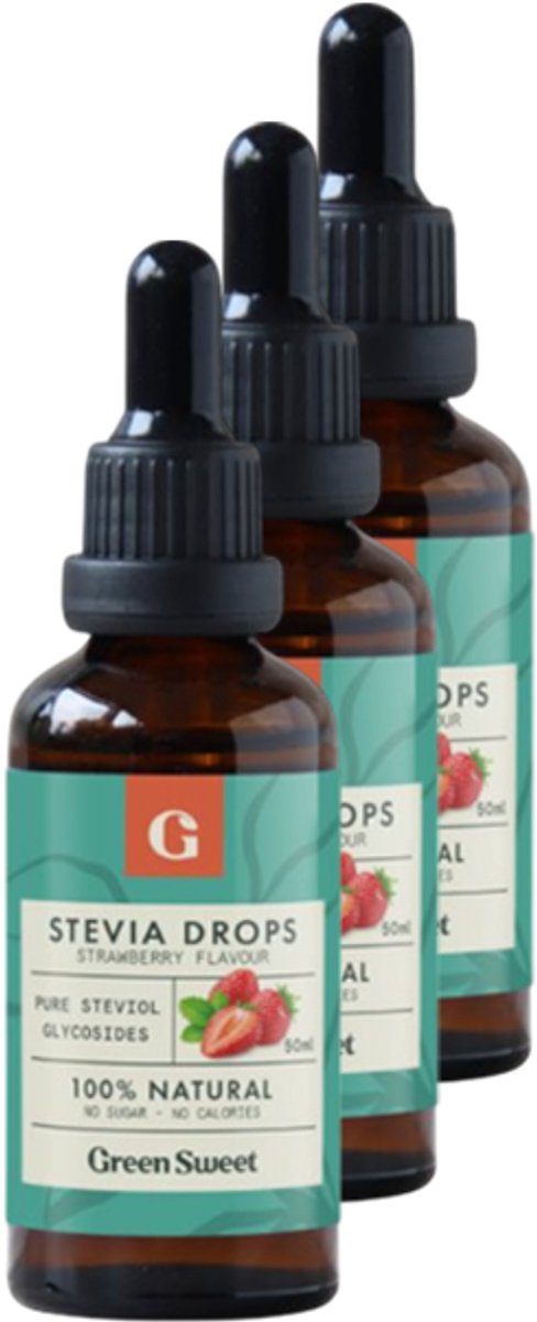 Green Sweet | Sweet Drops Aardbei | 50ml | 3 stuks | 3 x 50 ml