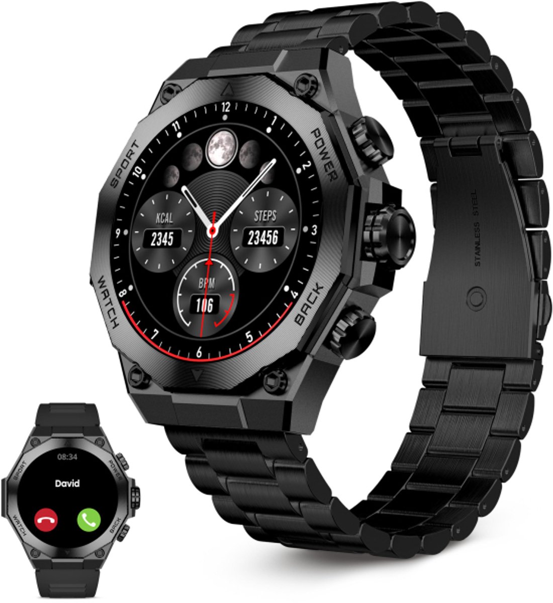 KSIX - Geschikt voor - Smartwatch - Geschikt voor - Titanium - Geschikt voor - Black