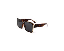 KIMU Zonnebril MIU Grote Vierkante - Tortoise Bruin Montuur Goud Kunststof - Bruine Glazen - Bril Modern Goudkleurig Retro Heren Dames Festival