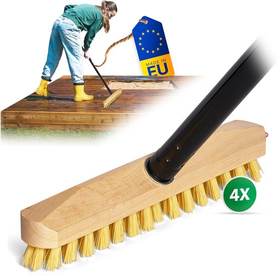 Novaliv 4X schrobborstel van hout met PPN-borstelharen met praktische insteekgrepen,...