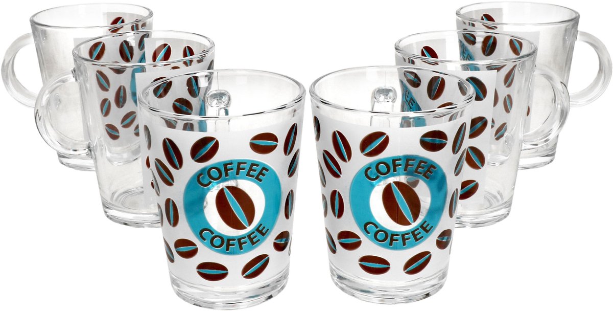 Set van 6 koffiemokken 380ml Cremona Blauw 10.5 cm - Ritzenhoff 0806229