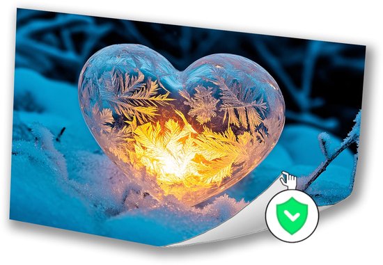 IJslicht in hartvorm winterlandschap - Liefde wanddecoratie - Poster hart - Hyperrealisme - Wanddecoratie posters - Woonaccessoires - poster 60x40 cm