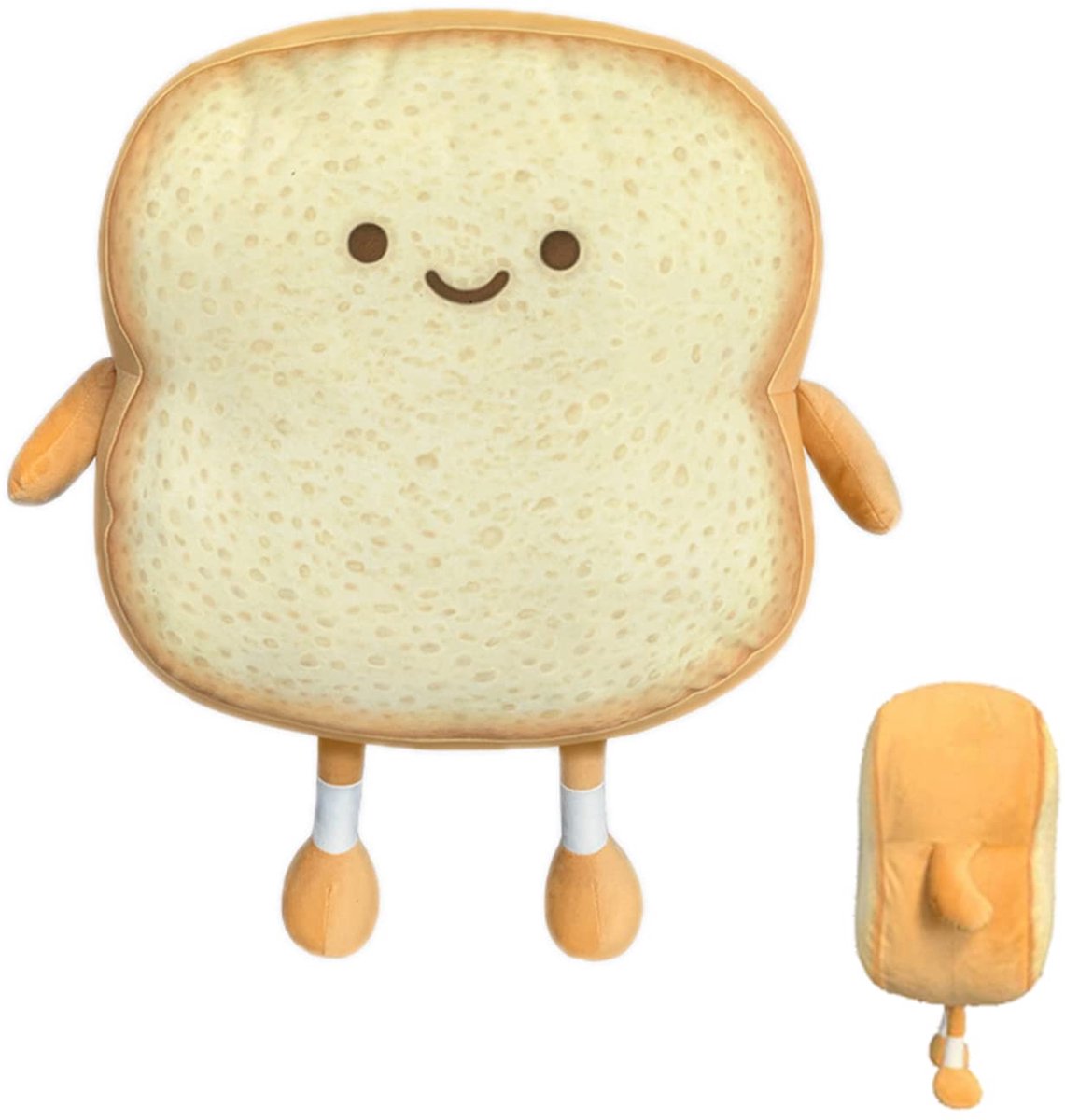 Ibenzoa Grappig Pluche Toastvormig Kussen voor Unieke Slaapkamerdecoratie en Comfort beige