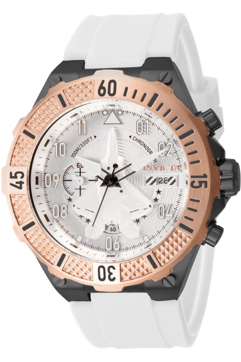 Invicta Aviator 39894 Heren Horloge - Waterdicht - Analoog - Quartz Uurwerk - Roestvrij Staal met zilveren Wijzerplaat - 50mm