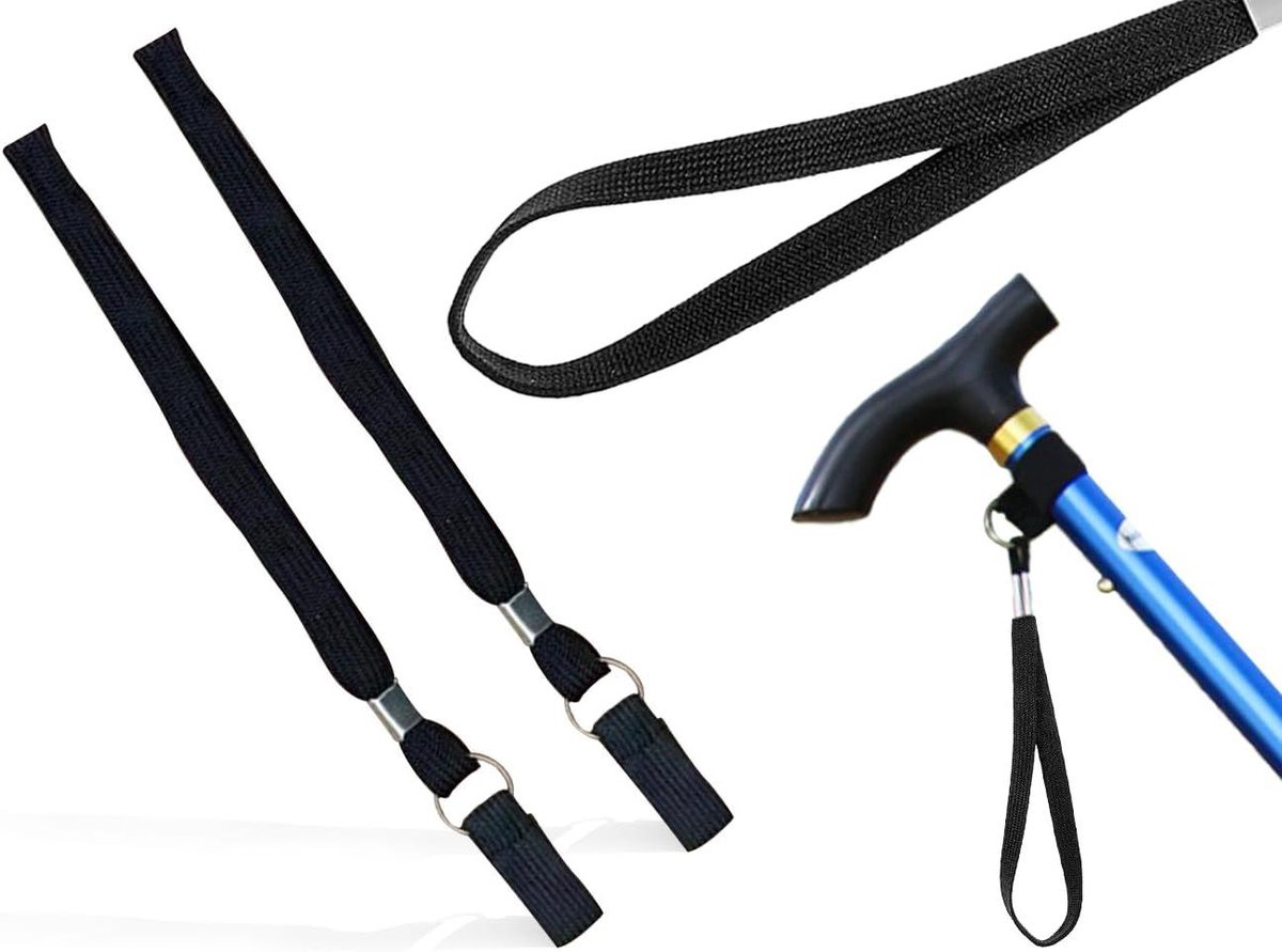 2 stuks wandelstokken polsbanden voor wandelstokken accessoires voor wandelkrukken (zwart) - Eén maat