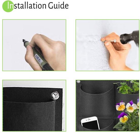 Ibenzoa® Verticale Tuinplantenzakken, 9 Stukken, 50x50cm, Vilt, Buiten- en Binnengebruik van Ibenzoa — afbeelding 4
