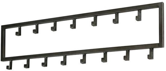 TOJ Wandkapstok Met 8 Haken - Hangende Muur Kapstok - Kapstoklijst - RVS - 30CM - Mat Zwart